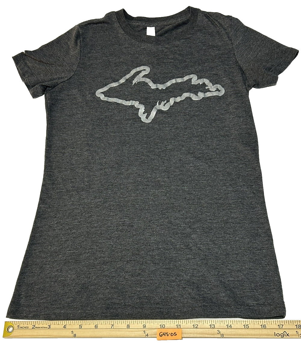 Bella Canvas 6004 Women Juniors L T-Shirt Michigan Upper Peninsula Heather Gray